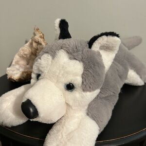 FAO Schwarz Gray and White Husky Plush Toy